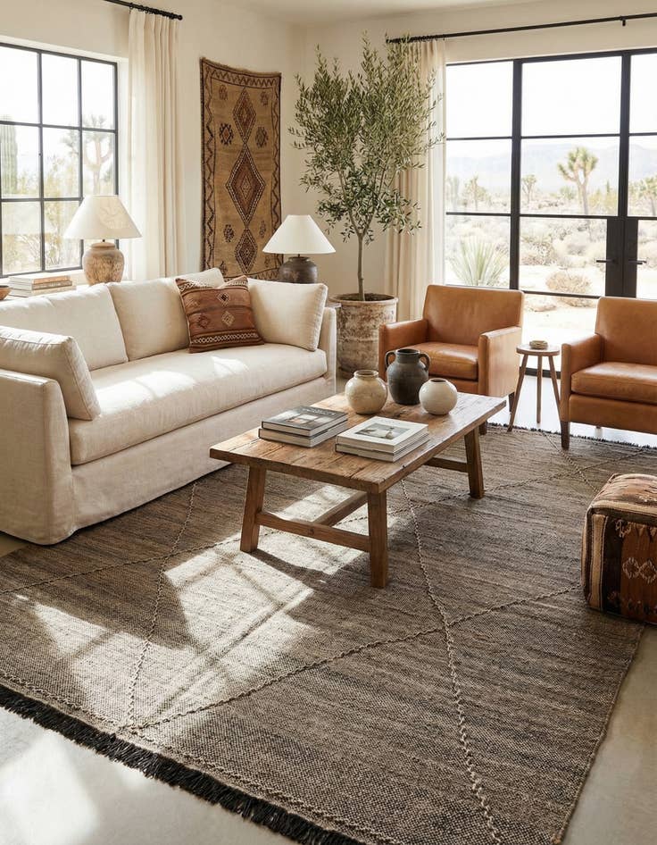 Detail image of  7' 1 x 9' 9  Hand Knotted Moroccan Wool Rug