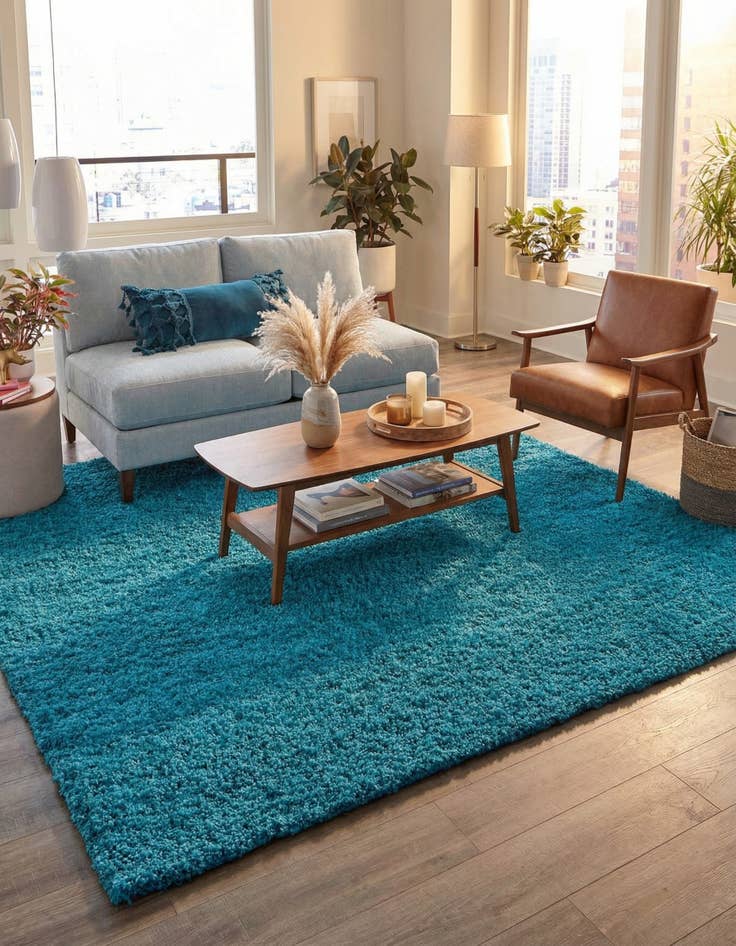 Detail image of 7' 10 x 7' 10 Solid Shag Square Rug