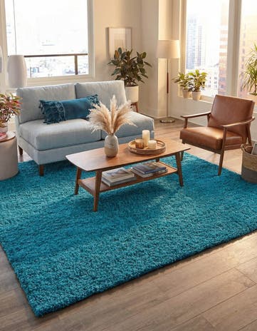 7' 10 x 7' 10 Solid Shag Square Rug