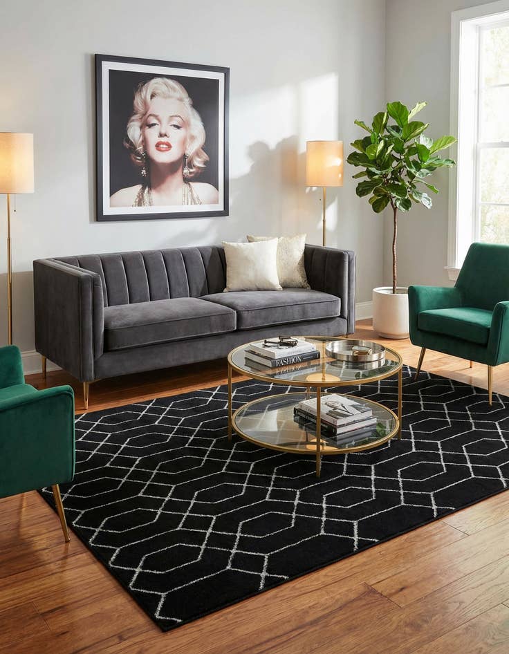 Detail image of  5' 3 x 8'  Marilyn Monroe™ Glam Trellis Rug