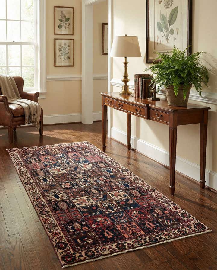 5' 1 x 9' 7 Hand Knotted Bakhtiar Persian Wool Runner Rug