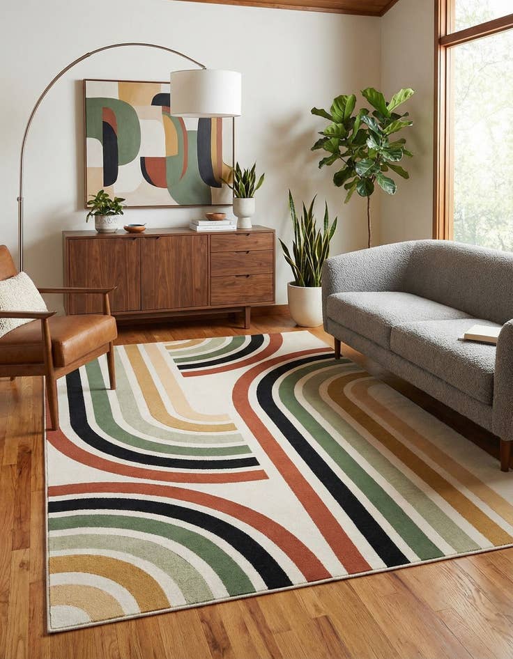 Detail image of 6' x 9'  Washable Modern Indoor / Outdoor Rug