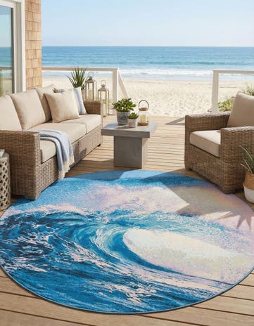 7' 10 x 7' 10 Easy-Clean Modern Indoor / Outdoor Round Rug