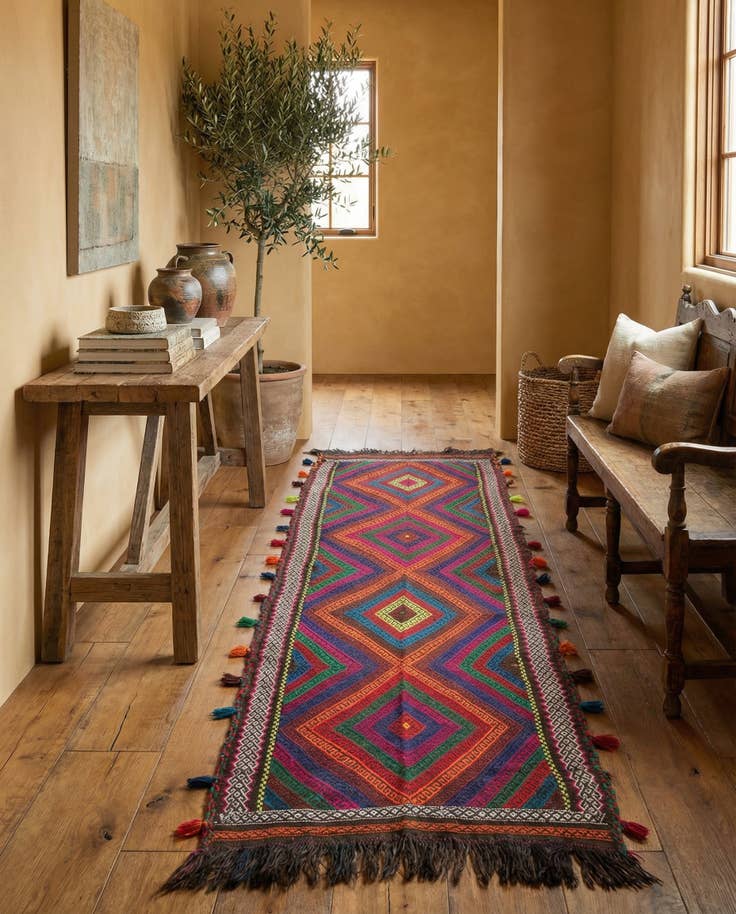 Detail image of 2' 5 x 9' 1 Hand Knotted Kilim Fars Persian Wool Runner Rug