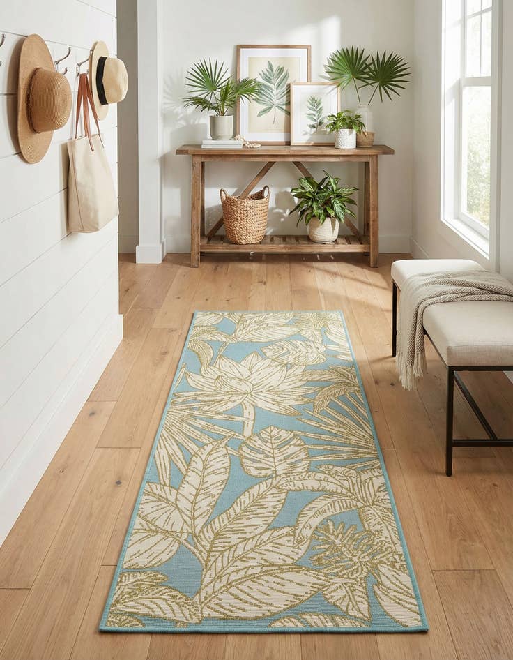 Detail image of 2' x 5' Easy-Clean Botanical Indoor / Outdoor Runner Rug