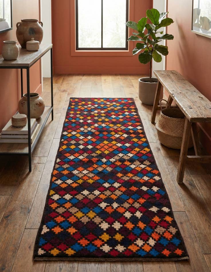 Detail image of  2' 10 x 9' 3  Hand Knotted Balouch Wool Runner Rug