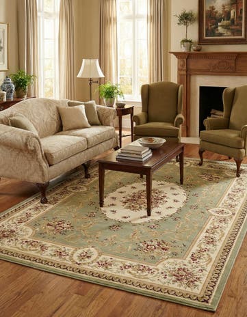 Green Classic Aubusson Rug