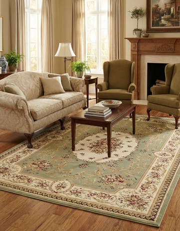 Green Classic Aubusson Rug