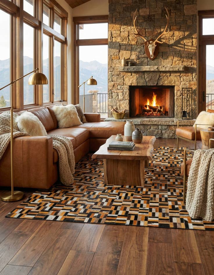 Detail image of  5' x 7' 11 Cowhide - Patchwork Rug