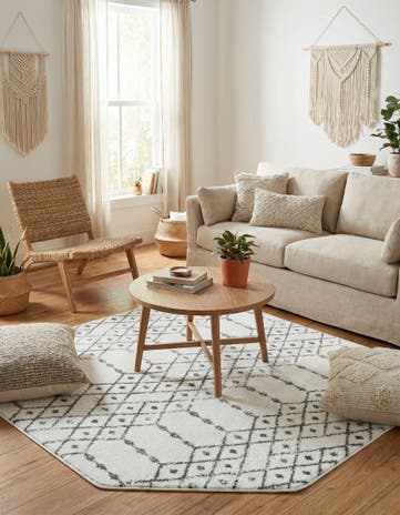 Ivory Black Paxon Trellis Octagon Rug