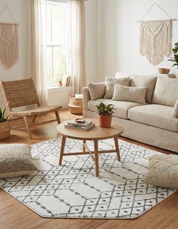 Ivory Black Paxon Trellis Octagon Rug