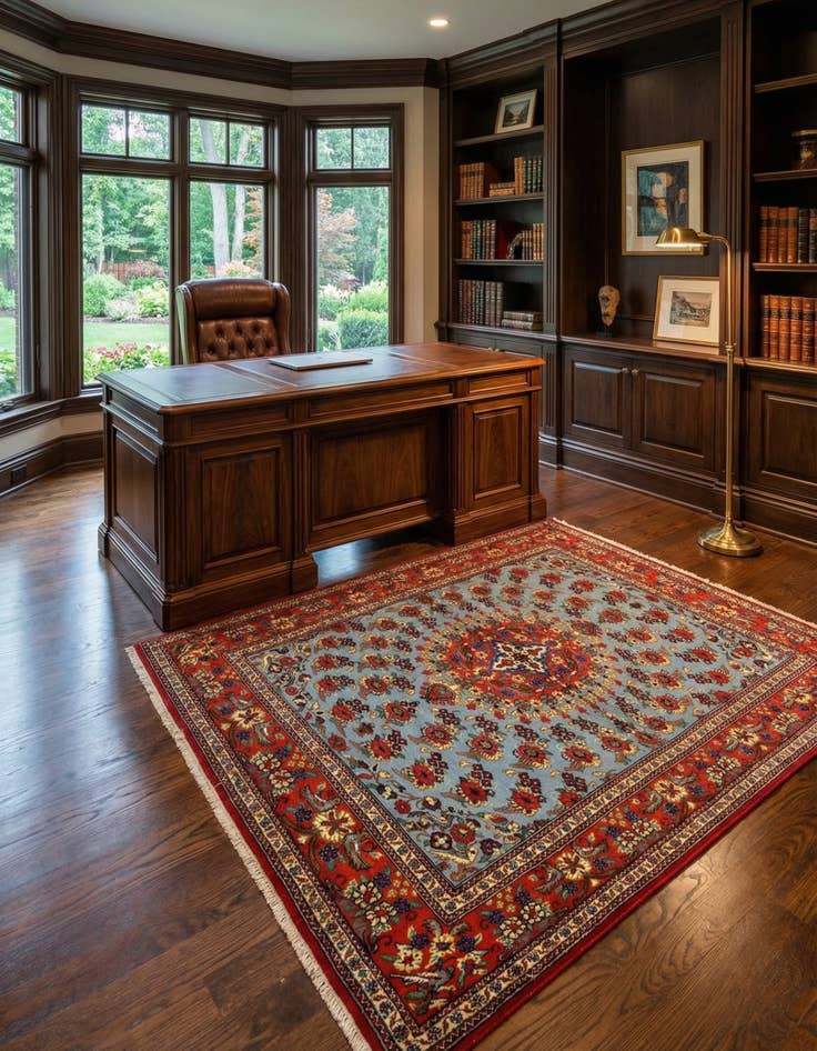 Detail image of  3' 5 x 5' 1  Hand Knotted Qom Persian Rug