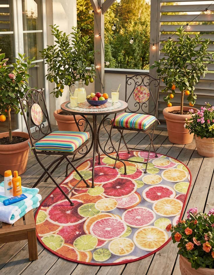 Detail image of 2' x 3' 1  Washable Jill Zarin Caribbean Indoor / Outdoor Oval Rug