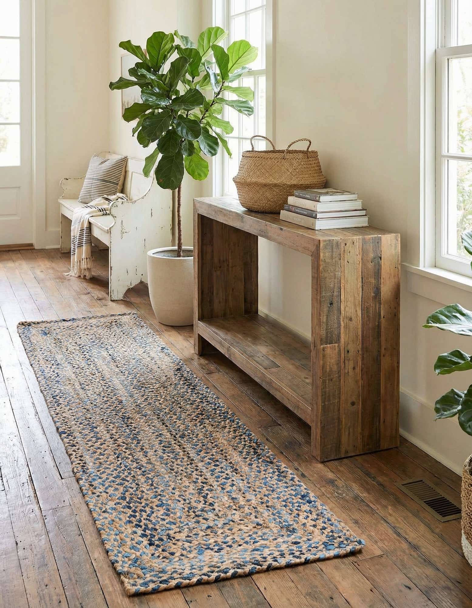 2' 2 x 8' Handmade Braided Chindi Runner Rug