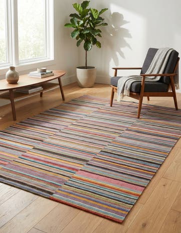 4' 7 x 6' 5 Hand Woven Kilim Modern Wool Rug