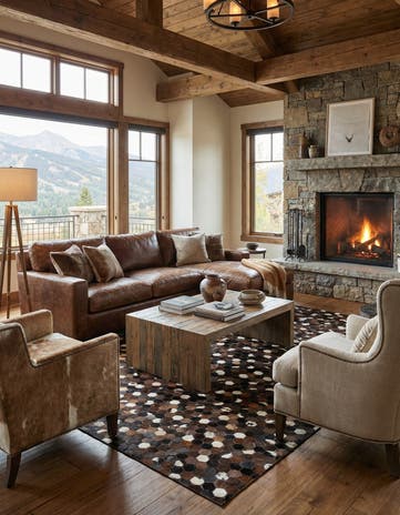 5' 1 x 8' 1 Cowhide Leather Rug