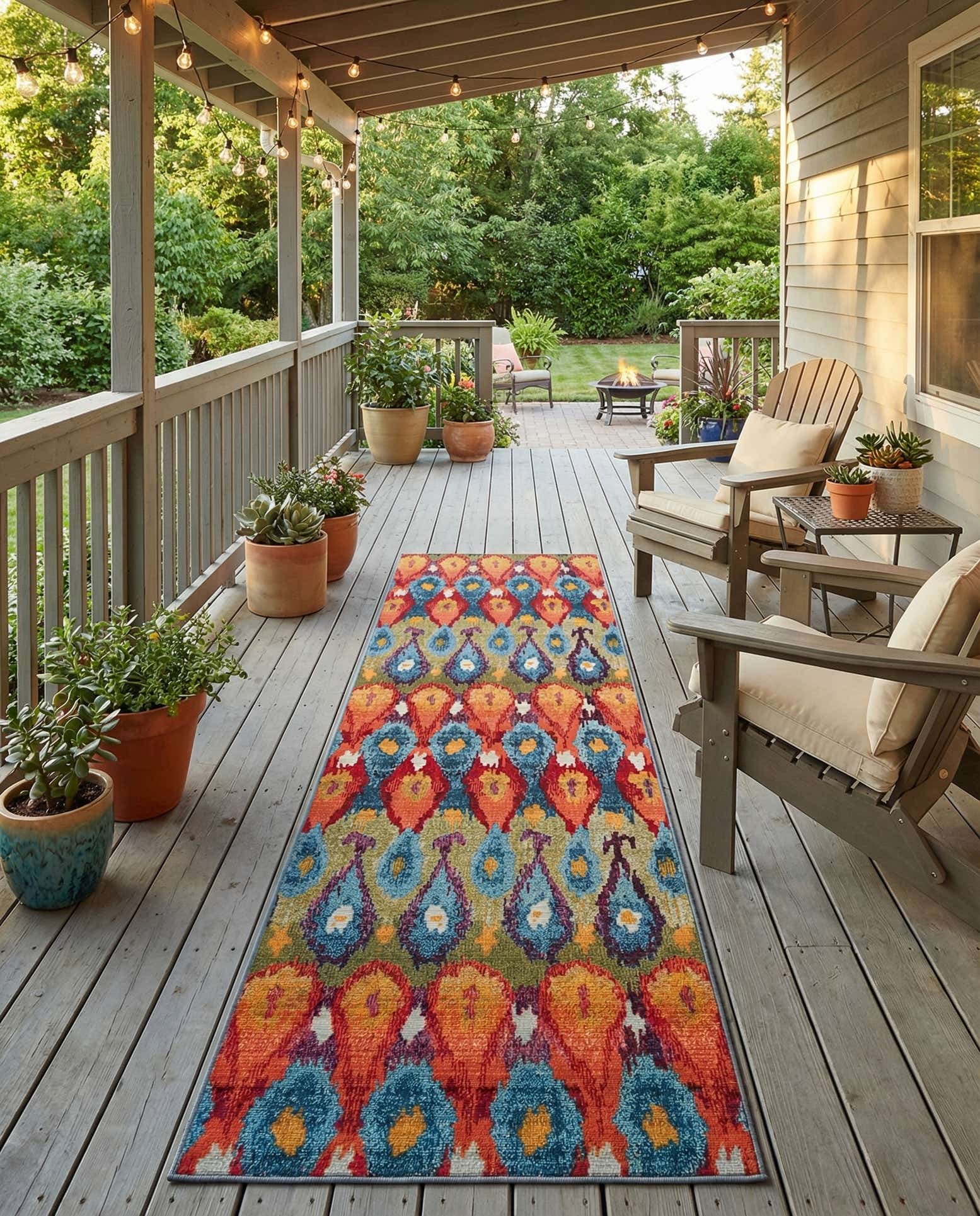 2' 7 x 12' Easy-Clean Modern Indoor / Outdoor Runner Rug