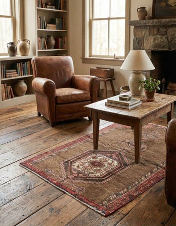 3' 4 x 4' 3 Hand Knotted Ultra Vintage Persian Wool Rug