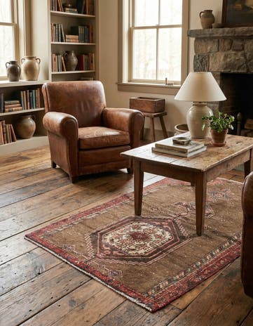 3' 4 x 4' 3 Hand Knotted Ultra Vintage Persian Wool Rug