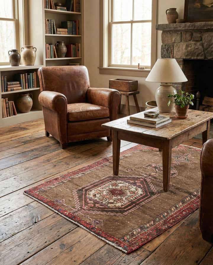 3' 4 x 4' 3 Hand Knotted Ultra Vintage Persian Wool Rug