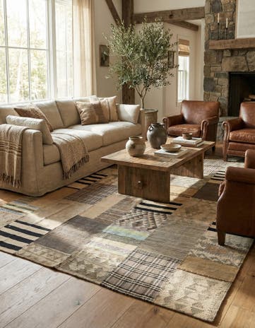 6' 8 x 9' 11 Hand Woven Kilim Patchwork Wool Rug