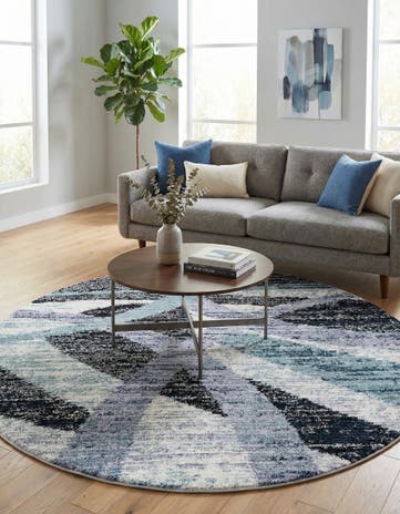 Gray and Ivory Tucson Round Rug