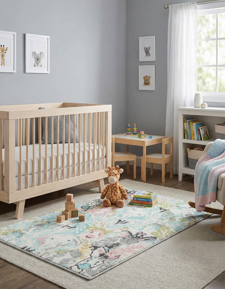 Detail image of 2' 2 x 3' Animals Whimsy Kids Rug