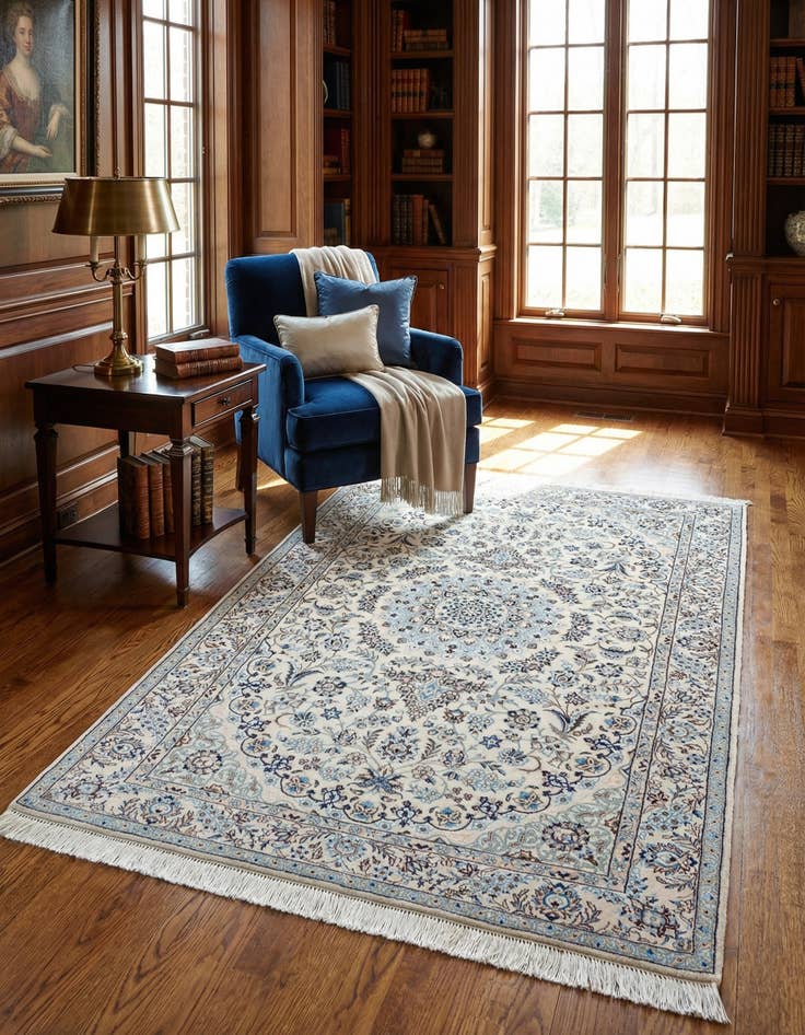 Detail image of 3' 5 x 5'  Hand Knotted Nain Persian Rug