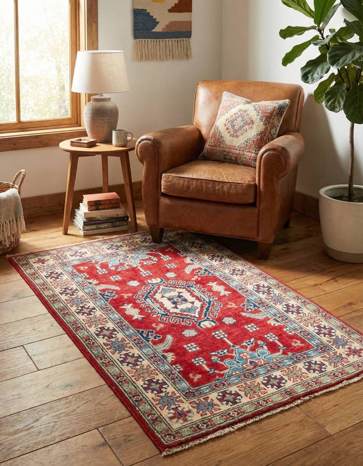 Detail image of  2' 9 x 4' 3  Hand Knotted Kazak Rug