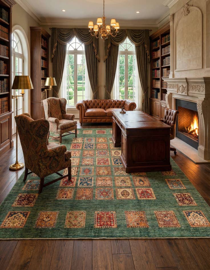 Detail image of 8' 1 x 9' 9 Hand Knotted Ariana Ziegler Rug