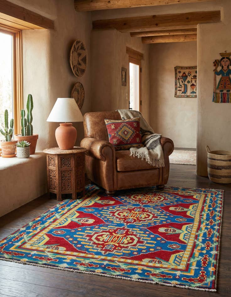 Detail image of 3' 5 x 4' 10  Hand Knotted Balouch Wool Rug