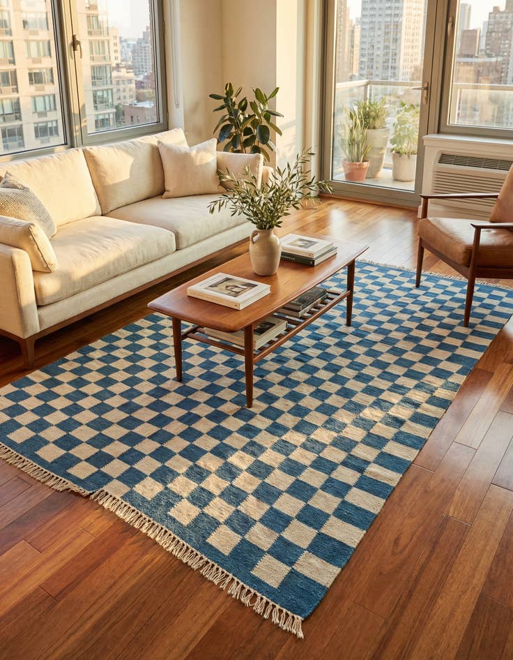 Detail image of 6' x 7' 6  Hand Woven Kilim Modern Wool Rug