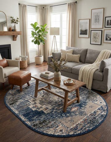 Blue Tucson Oval Rug