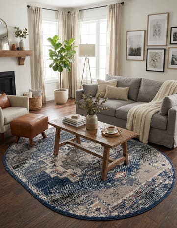 Blue Tucson Oval Rug