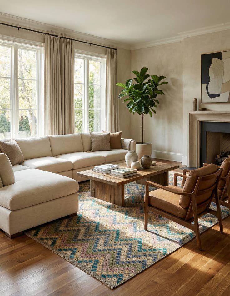 Detail image of 10' 4 x 12' 10  Hand Woven Kilim Modern Wool Rug