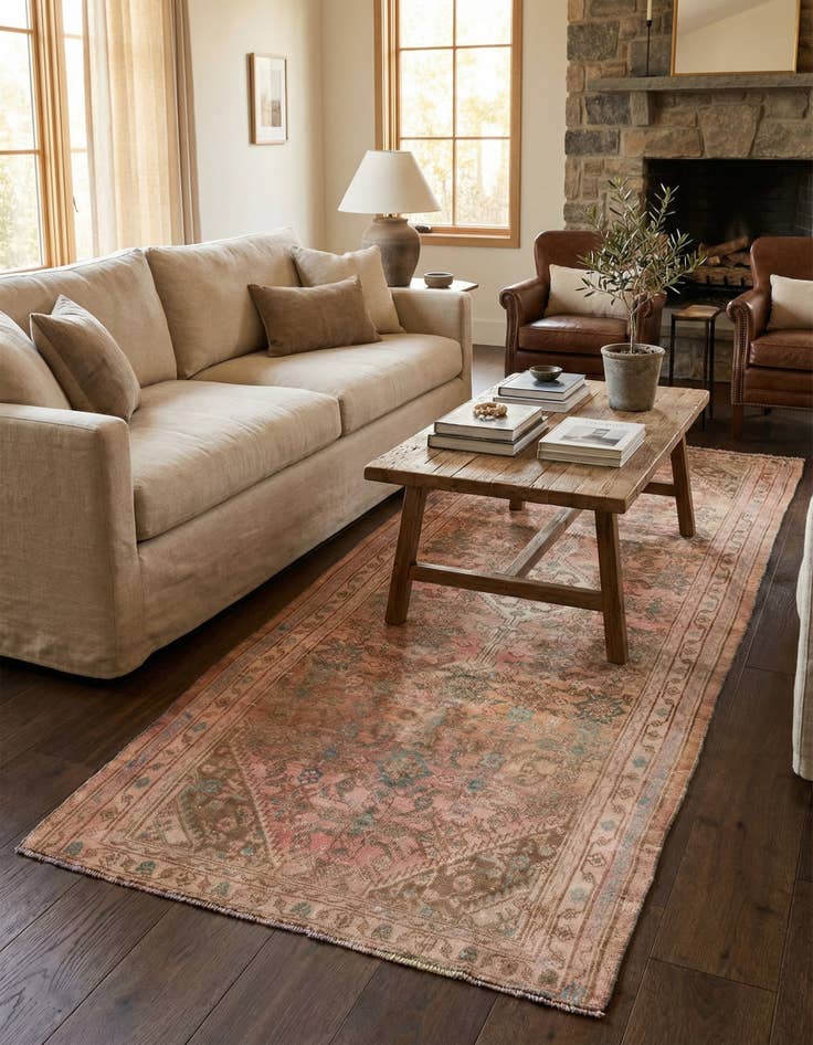 Detail image of 3' 9 x 9' 8  Hand Knotted Ultra Vintage Persian Wool Runner Rug