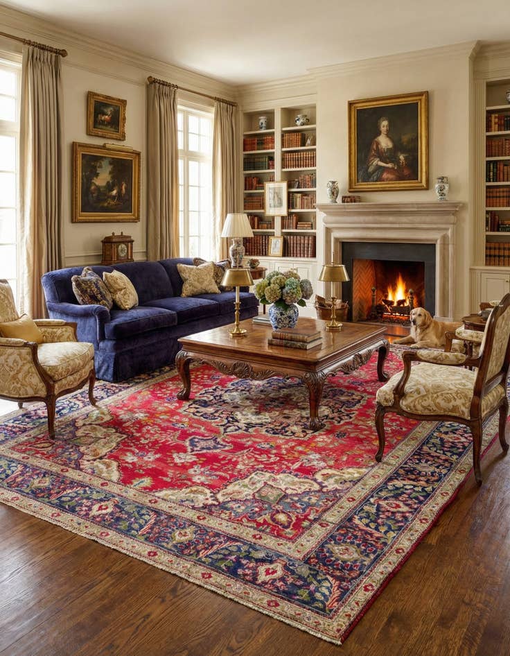 Detail image of 9' 6 x 12' 7  Hand Knotted Tabriz Persian Wool Rug