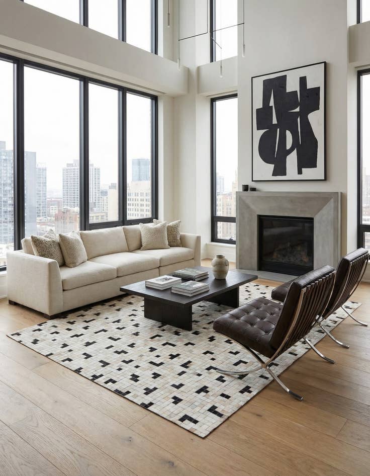 Detail image of 8' 1 x 9' 10 Cowhide Stocks Rug