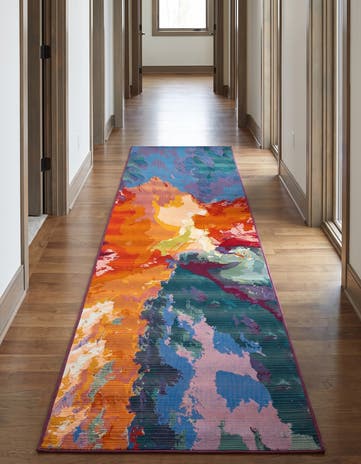 2' 7 x 12' Easy-Clean Modern Indoor / Outdoor Runner Rug