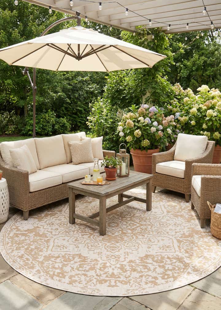 10' 8 x 10' 8 Easy-Clean Jill Zarin Dubai Indoor / Outdoor Round Rug