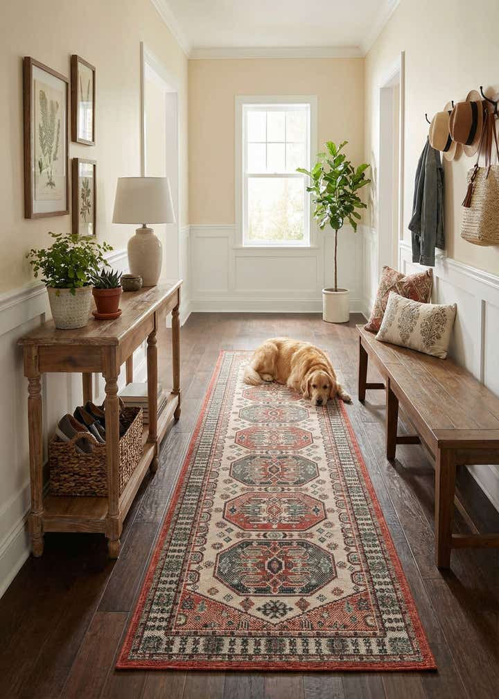 2' 7 x 12' Easy-Clean Traditional Indoor / Outdoor Runner Rug