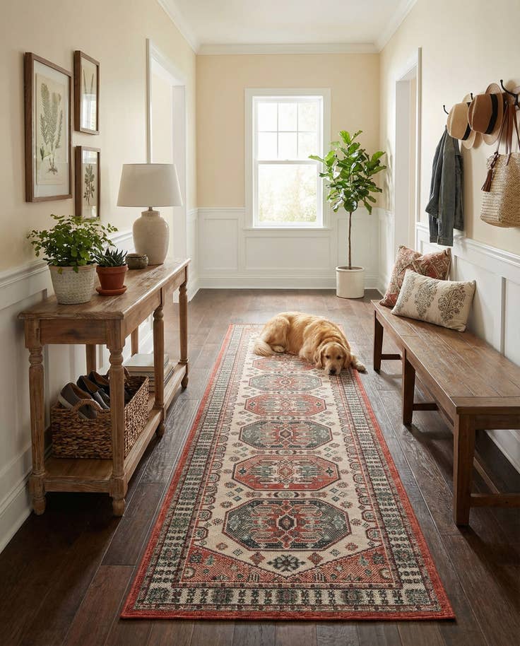 Detail image of 2' 7 x 12' Easy-Clean Traditional Indoor / Outdoor Runner Rug