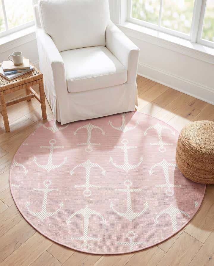 4' x 4' Easy-Clean Coastal Indoor / Outdoor Round Rug