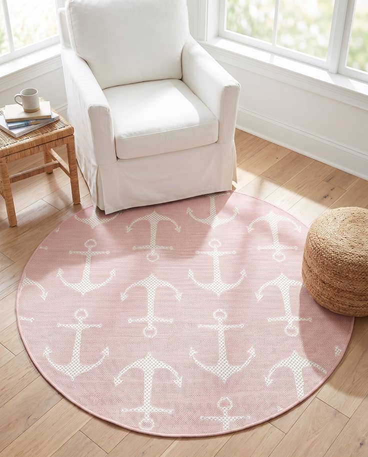 Detail image of 4' x 4' Easy-Clean Coastal Indoor / Outdoor Round Rug
