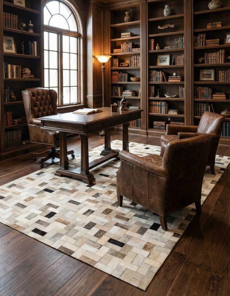 Detail image of 5' x 7' 11 Cowhide Stocks Rug