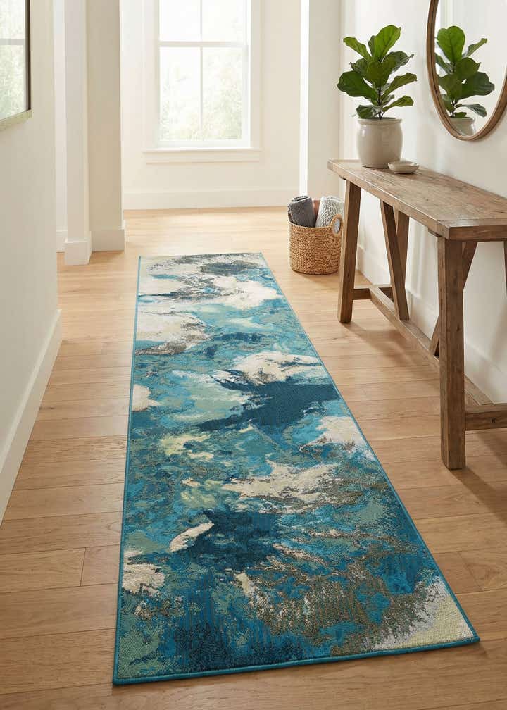 2' 7 x 12' Easy-Clean Modern Indoor / Outdoor Runner Rug
