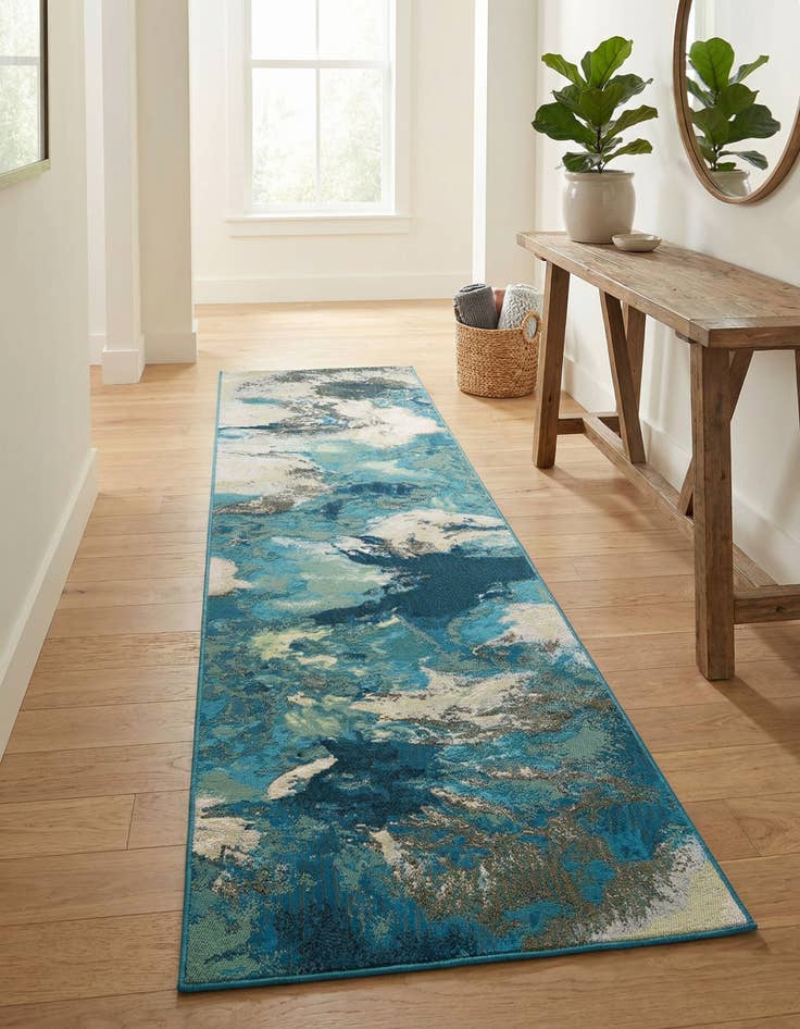Detail image of  2' 7 x 12'  Washable Modern Indoor / Outdoor Runner Rug