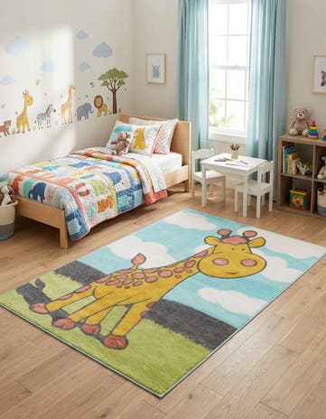 5' 3 x 8' Giraffe Whimsy Kids Rug