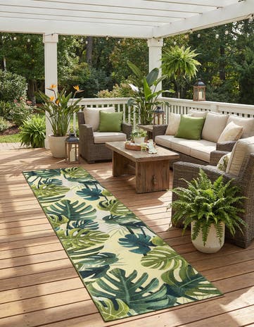 2' 7 x 11' Easy-Clean Botanical Indoor / Outdoor Runner Rug