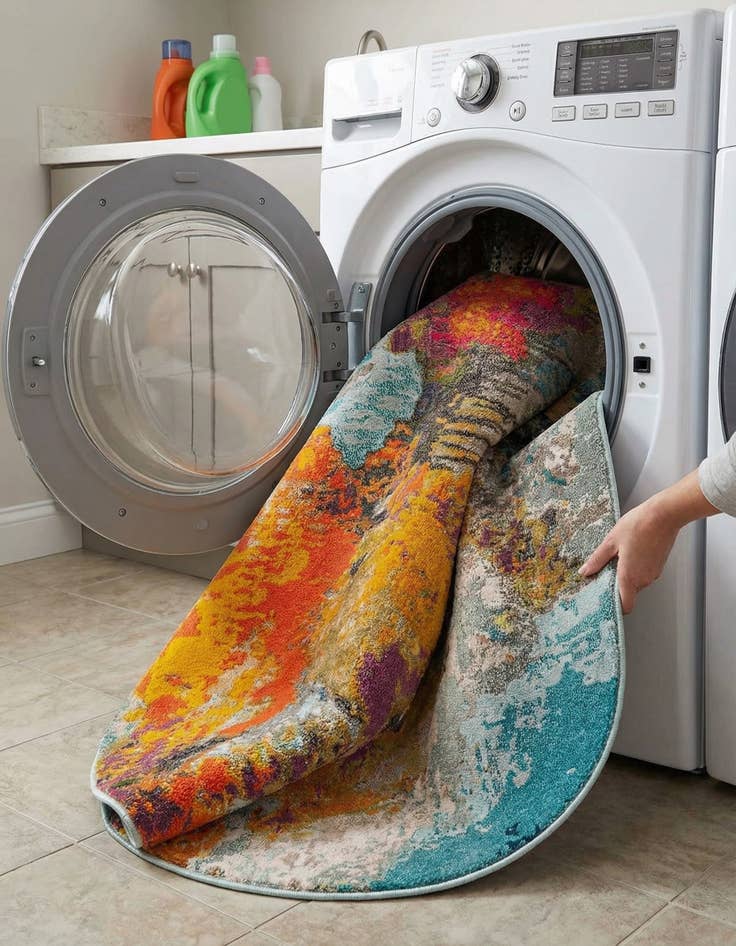 Detail image of  7' 10 x 10'  Washable Vivid Oval Rug